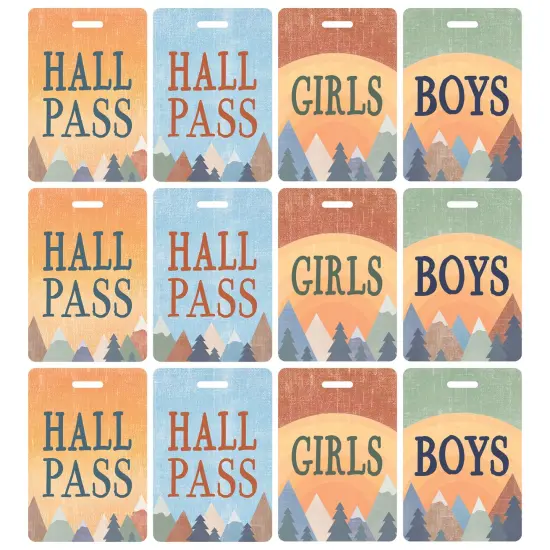 Moving Mountains Hall Pass with Lanyard, 4 Per Pack, 3 Packs {1}