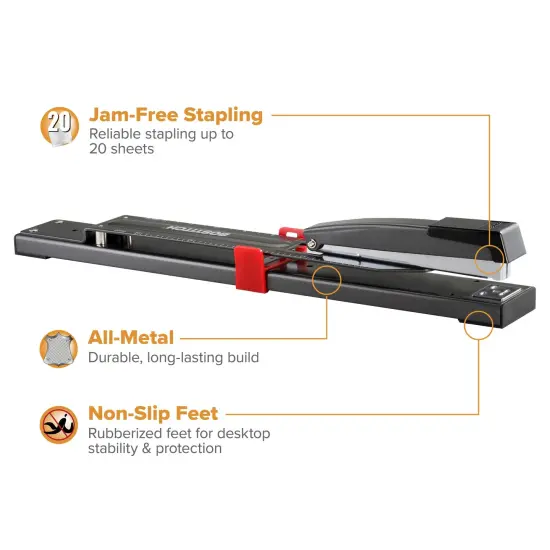 Long Reach&reg; Stapler, 20 Sheets, Black {4}