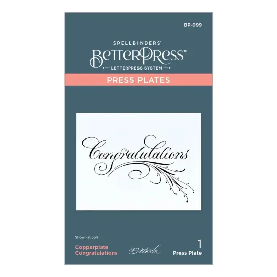 Spellbinders Press Plate By Paul Antonio-Copperplate Congratulations {1}