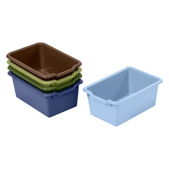 Scoop Front Storage Bins, Multipurpose Organization, 5-Pack Earthtone {1}