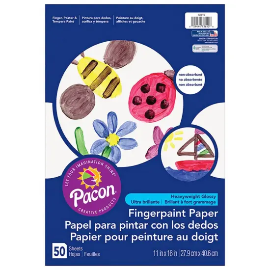 Fingerpaint Paper, White, 11" x 16", 50 Sheets Per Pack, 6 Packs {2}
