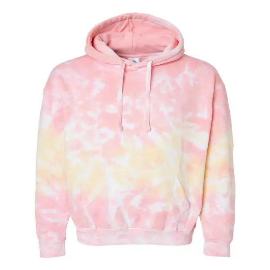 Colortone&reg; Tie-Dyed Hooded Turtle Neck Long Sleve Sweatshirt Reactive rainbow {4}