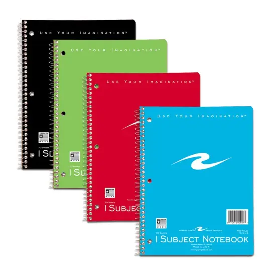 Spiral Notebook, 1-Subject, 70 Pages, Assorted Covers, Pack of 12 {1}