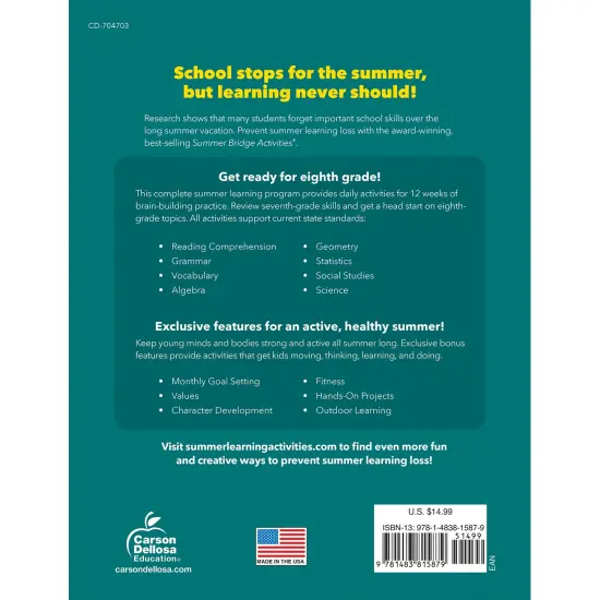 Summer Bridge Activities&reg; Workbook, Grade 7-8, Paperback {2}