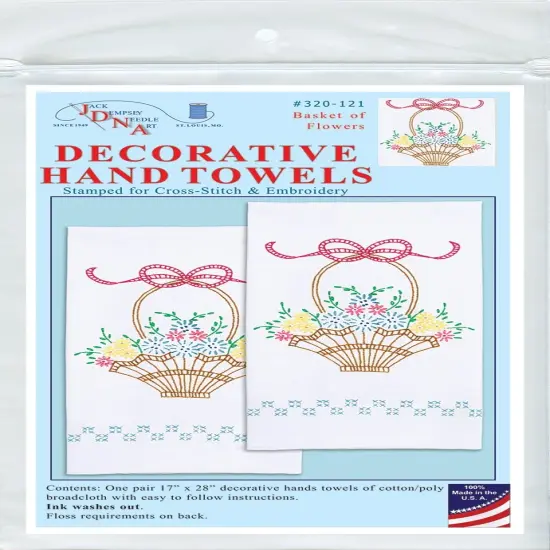 Jack Dempsey Stamped Decorative Hand Towel Pair 17"X28"-Basket Of Daisies {1}