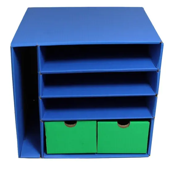 Management Center, 4 Slots, Blue & 2 Drawers, Green, 12-3/8"H x 13-1/2"W x 12-3/8"D {1}