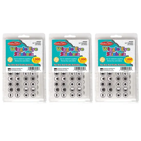 Wiggle Eyes Stickers, Black, 1000 Per Pack, 3 Packs {1}