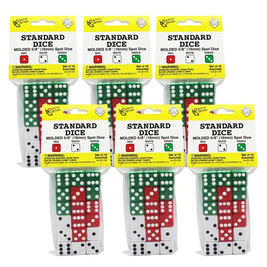 Dot Dice Set, 18 Per Pack, 6 Packs {1}