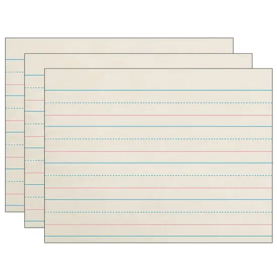 Newsprint Handwriting Paper, Dotted Midline, Grades Pre-K & K, 1-1/8" x 9/16" x 9/16" Ruled Long, 10-1/2" x 8", 500 Sheets Per Pack, 3 Packs {1}