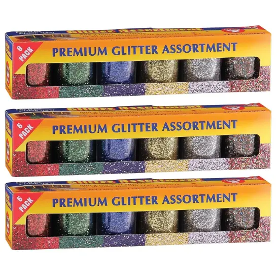 Premium Glitter Assortment, 6 Colors Per Pack, 3 Packs {1}