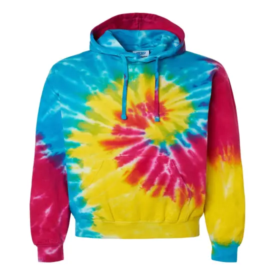 Colortone&reg; Tie-Dyed Hooded Turtle Neck Long Sleve Sweatshirt Cotton candy {5}