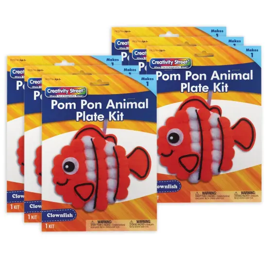 Pom Pon Animal Plate Kit, Clownfish, 7.5" x 8" x 1", 6 Kits {1}