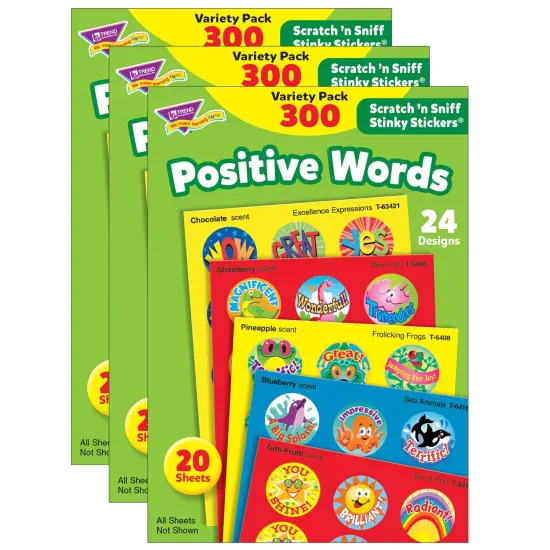 Positive Words Stinky Stickers&reg; Variety Pack, 300 Per Pack, 3 Packs {1}