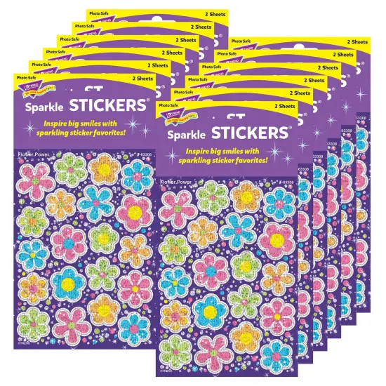 Flower Power Sparkle Stickers&reg;-Large, 40 Per Pack, 12 Packs {1}