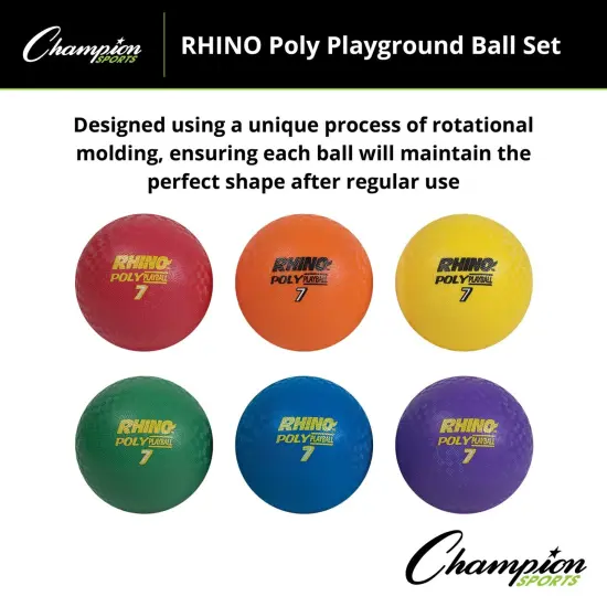 Rhino&reg; Poly 7" Playground Ball Set, Assorted Colors, Set of 6 {6}
