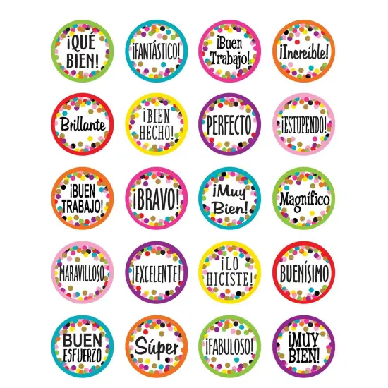 Confetti Spanish Stickers, 120 Per Pack, 12 Packs {1}