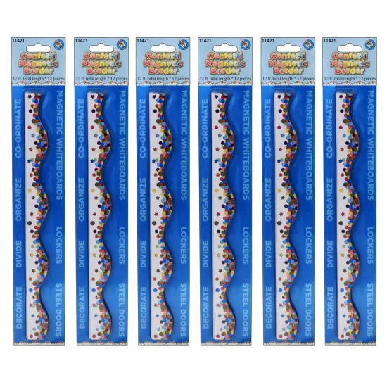 Magnetic Scallop Border, Confetti, 12 Feet Per Pack, 6 Packs {1}