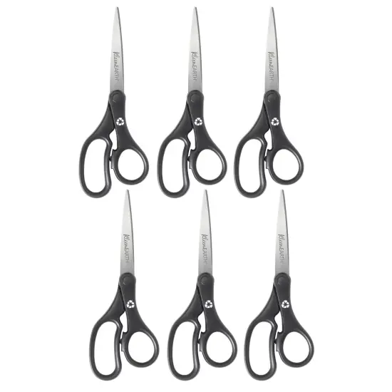 KleenEarth&reg; Basic 8" Scissors, Straight, Black, Pack of 6 {1}