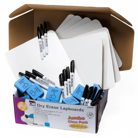 Dry Erase Board Class Pack, 30 Each of Boards, Markers, & Erasers {5}