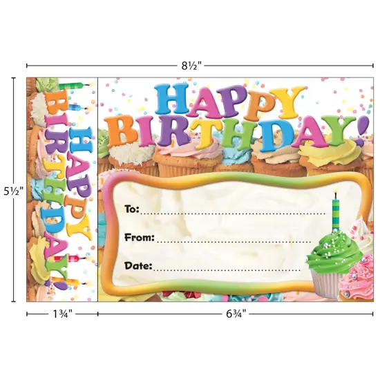Happy Birthday Cupcakes Bookmark Awards, 30 Per Pack, 3 Packs {4}
