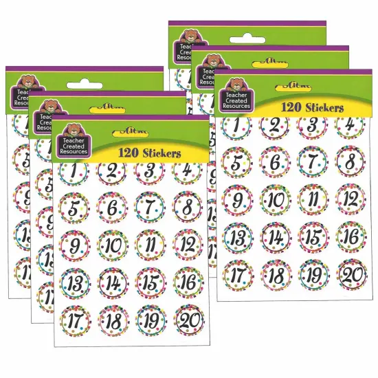 Confetti Numbers Stickers, 120 Per Pack, 6 Packs {1}