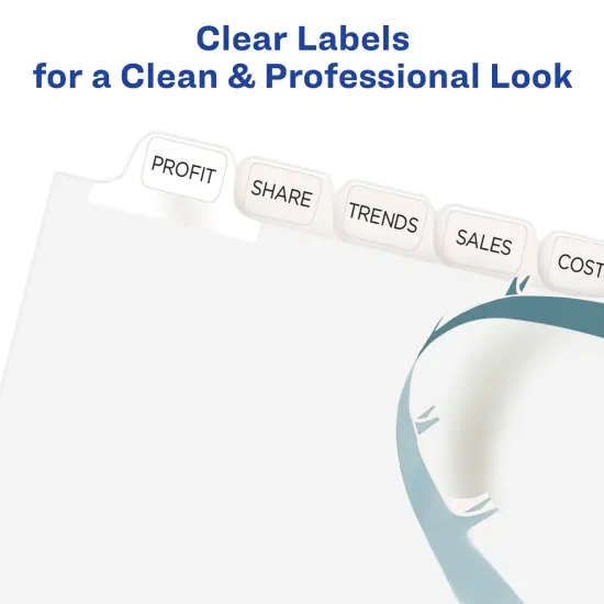 Avery 12 Tab Dividers for 3 Ring Binder, Easy Print & Apply Clear Label Strip, Index Maker Customizable White Tabs, 1 Set (11428) {4}