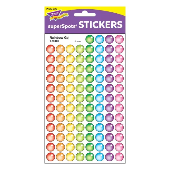 Rainbow Gel superSpots&reg; Stickers, 800 Per Pack, 6 Packs {3}