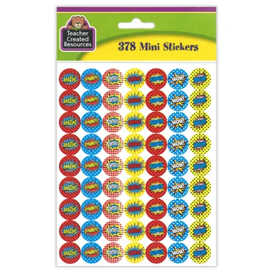 Superhero Mini Stickers, 0.5", 378 Per Pack, 12 Packs {2}