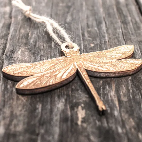 Ornament - Dragonfly - Raw Wood 4x3in {4}