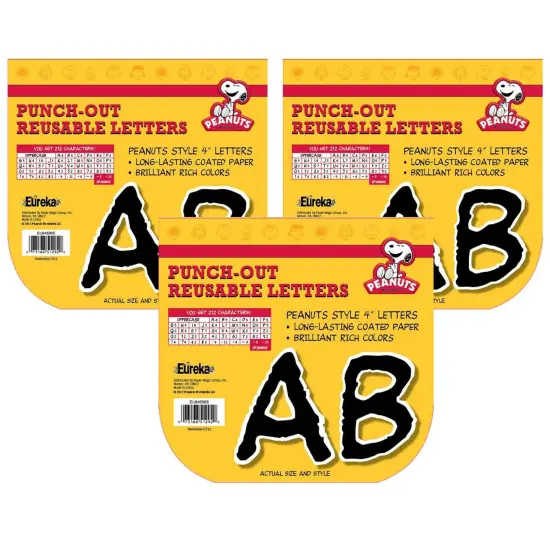 Peanuts&reg; Black Deco 4" Letters, 212 Per Pack, 3 Packs {1}