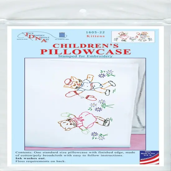 Jack Dempsey Children's Stamped Pillowcase W/Perle Edge-Kittens {1}