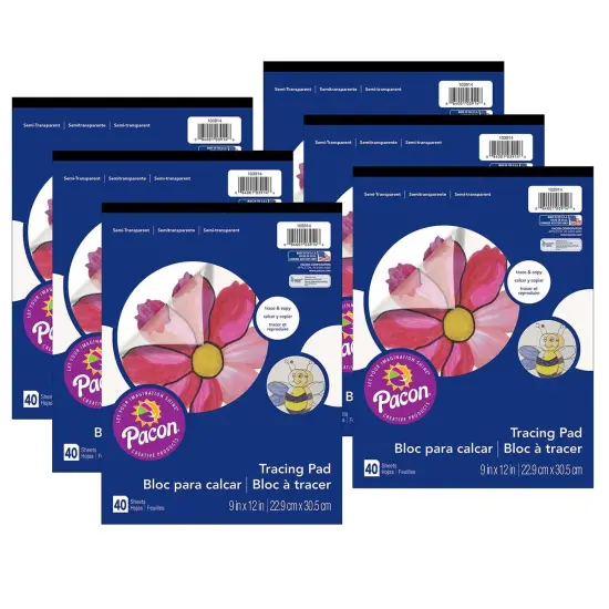 Tracing Paper Pad, Translucent, 9" x 12", 40 Sheets, Pack of 6 {1}