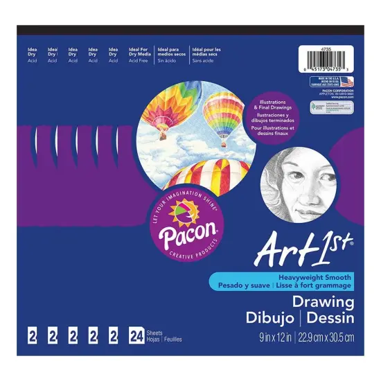 Drawing Paper Pad, Heavyweight, 9" x 12", 24 Sheets Per Pad, Pack of 6 {1}