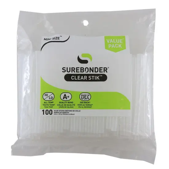 Dual Temp Mini Glue Stick, Clear, 4" x 5/16" 100 Per Pack, 2 Packs {2}