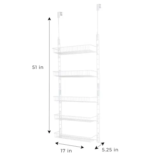 Smart Design Over The Door Pantry Organizer Rack with 5 Adjustable Shelves - White {4}