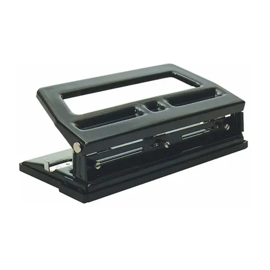 3 Hole Heavy Duty Paper Punch, 40 Sheet Capacity, Adjustable, Black {1}