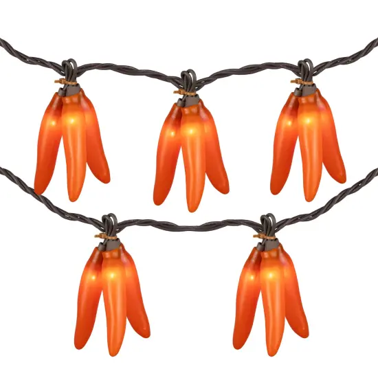 Northlight 36ct Orange Chili Pepper Clusters String Light Set, 7.5ft Brown Wire {3}