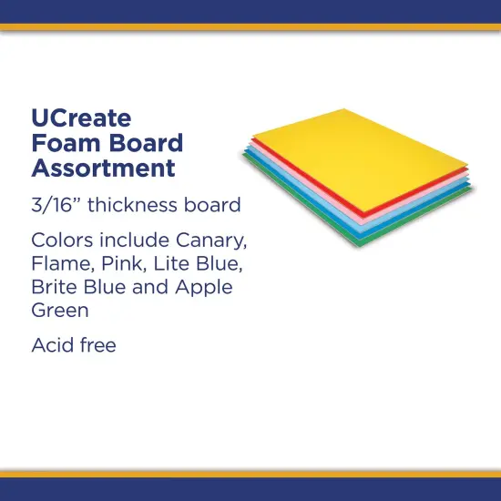 Foam Board, 6 Assorted Colors, Matte, 20" x 30", 12 Sheets {3}