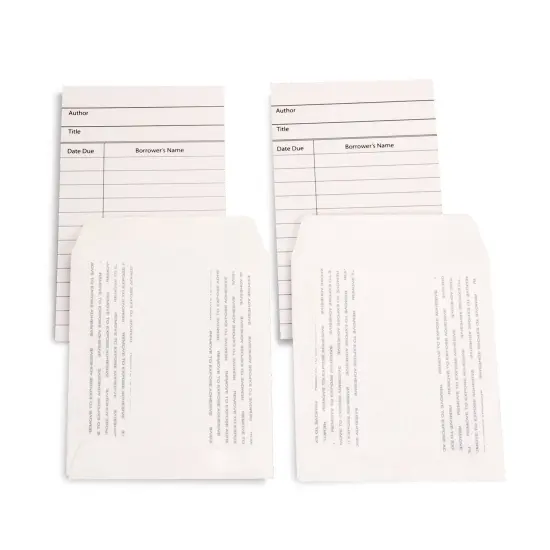 Library Cards & Self-Adhesive Pockets Combo, White, 30 Each/60 Pieces Per Pack, 3 Packs {2}