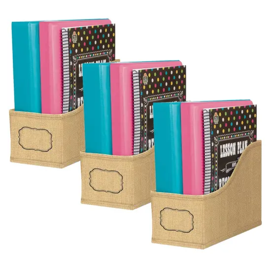 Burlap Design Book Bin, Pack of 3 {1}