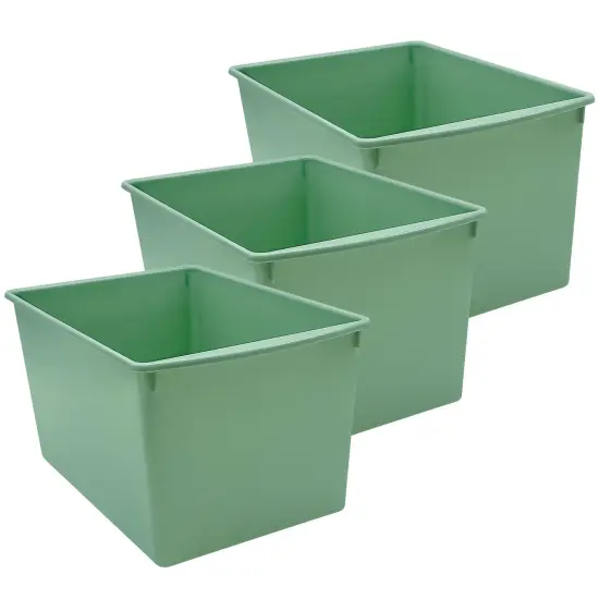 Plastic Multi-Purpose Bin, Eucalyptus Green, Pack of 3 {1}