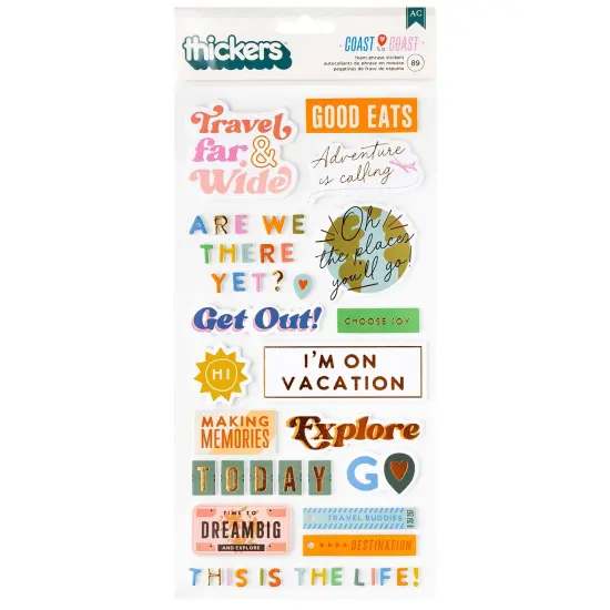 American Crafts Coast-to-Coast Thickers Stickers 89/Pkg-Phrase {1}