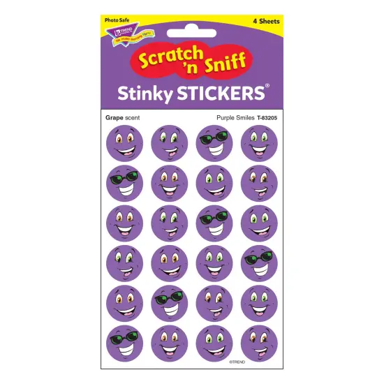 Purple Smiles/Grape Stinky Stickers&reg;, 96 Per Pack, 6 Packs {2}