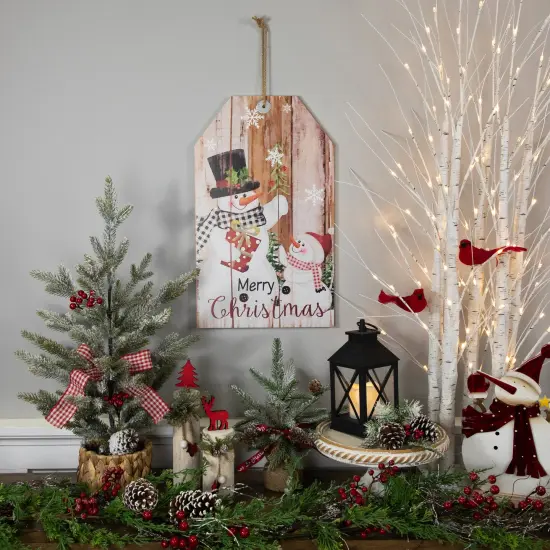 Northlight 19.5" Snowmen Merry Christmas Tag Wall Sign Beige {3}