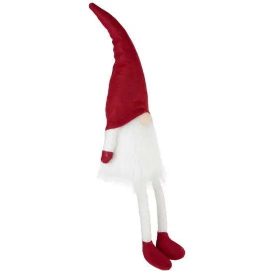 Northlight Lighted Sitting Gnome with Dangling Legs Christmas Decoration - 20" Red {4}