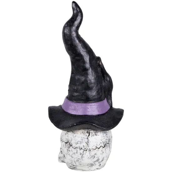 Northlight Skull in Witch Hat with Cat Halloween Decoration - 22.75" White {7}