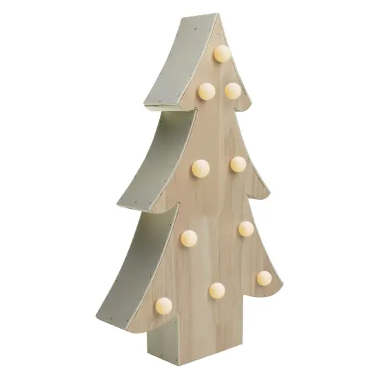 Northlight Lighted 3D Wooden Christmas Tree Decoration - 15" Beige {4}