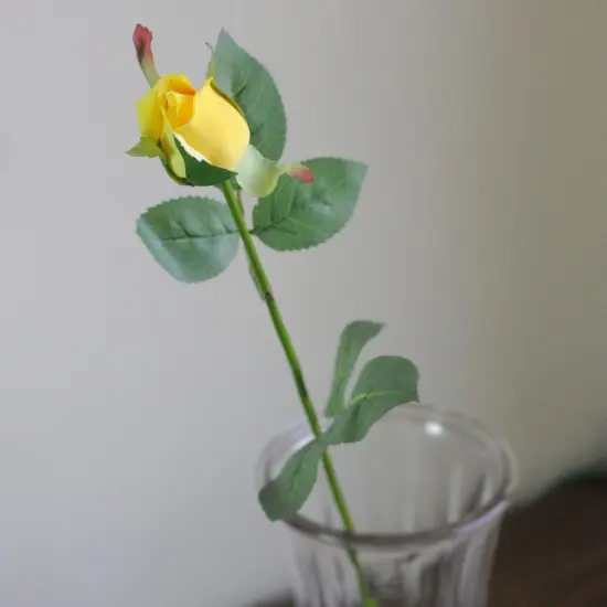 Allstate Long Stem Single Rose Bud Artificial Floral Spray - 23" - Yellow {5}
