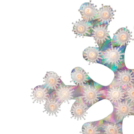 Northlight Lighted Holographic Snowflake Christmas Window Decoration - 12" - Clear Lights Silver {4}