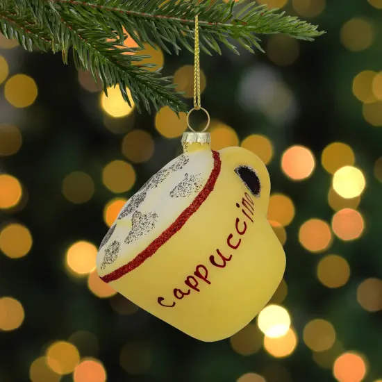 Northlight 4" Glittered Cappucino Glass Christmas Ornament Yellow {3}